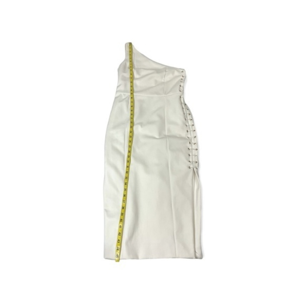 MISHA strech lace up sides midi dress one shoulder white size medium M cut out - Picture 14 of 15